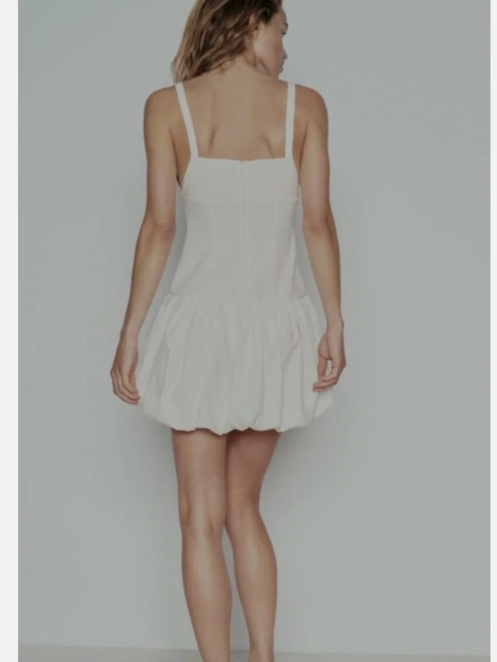 Zara Cream Mini Dress with Front Cutout - Picture 3 of 9